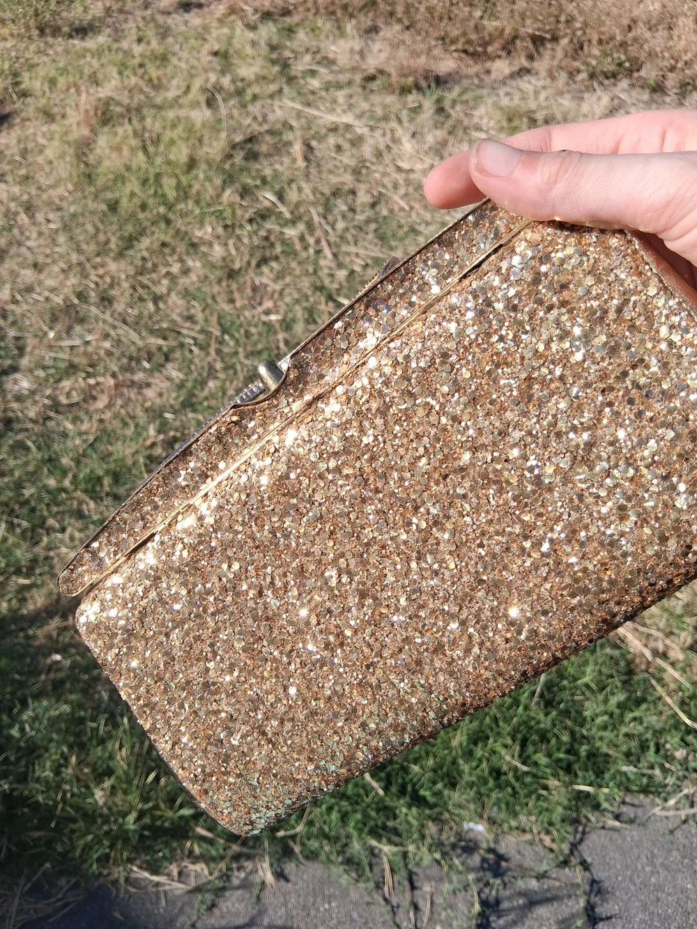 Vintage Gold Glitter Wristlet Clutch